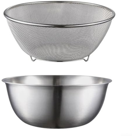 In grado di gestire tutte le vostre esigenze di cottura ciotole in acciaio inox con colino set (24 cm)