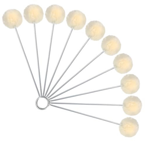 10 PCS Wool Daubers Ball Brush Leather Dye Tool with Metal Handle, Leather Dye Applicator for DIY Crafts Projects Wool Balls Brush Leathercraft Tools and Supplies for DIY Crafts Projects Shoe Polish