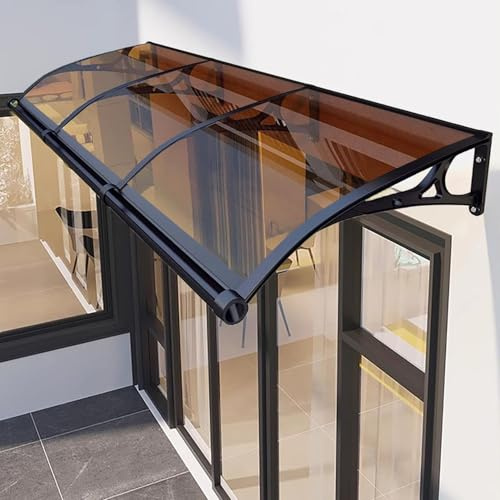 Door Awnings Exterior Rain and Snow canopy, Polycarbonate Cover Window Awnings for Door Entrance, Awning with Aluminum Bracket for Sun Shutter, UV Protection(Tan color,47x94in/120x240cm)