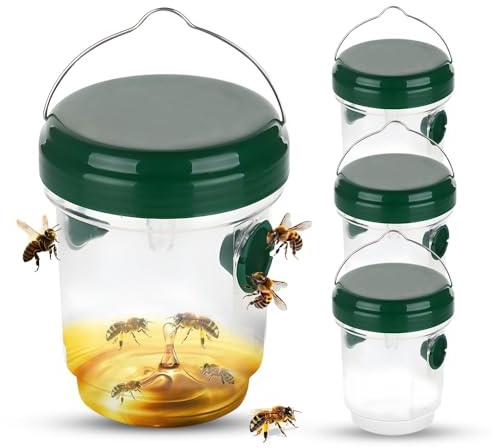 yotutun Trampa Avispas Exterior, 4 Piezas Trampa Insectos Repelente de Avispas para Colocar y Colgar de Plástico Colgar para Jardín Terraza Balcón Antiavispas para Piscina Casa (Verde)