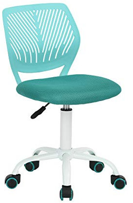 Homy Casa Schreibtischstuhl Verstellbarer drehbarer Bürostuhl Stoffsitz Ergonomischer Arbeitsstuhl ohne Armlehne Türkis