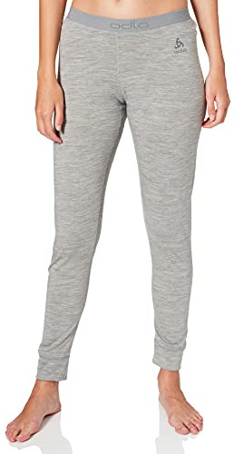 Odlo Damen Funktionsunterwäsche Lange Hose 100% MERINO 200 GRAMM, grey melange - grey melange, L