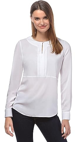 Vincenzo Boretti Blusa, Taglio Giusto, Scollo Rotondo Bianco L