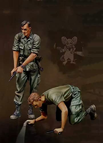 Risjc 1:35 Vietnamkrieg US Army Soldiers Reconnaissance Underground Resin Soldier Modell (2 Personen) Unbemalter und unmontierter Miniaturmodellbausatz/R19010