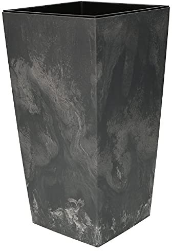 KOTARBAU® Macetero Cuadrado con Inserto Extraíble, 14x27 cm, Efecto Hormigón, Gris, Plástico, Tiesto Decorativo Alto