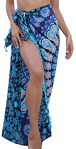 UMIPUBO Beach Sarong for Women Chiffon Swimwear Bikini Cover Up Boho Beach Pareo with Tassel Summer Long Swimsuit Wrap Skirts Dress Large Beach Scarf Shawl (A)