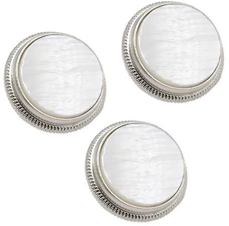 Cheerock 3Pcs Trumpet Valve Caps, Silver Trumpet Valve Buttons, Copper Trumpet Valve Parts for Most Trumpet Finger Button Replacement and Repairing (white)