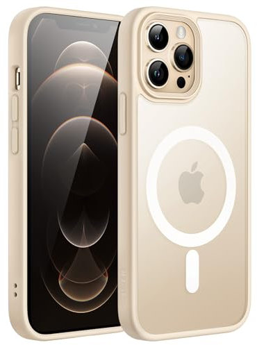 JETech Magnetisch Hülle für iPhone 12/12 Pro 6,1 Zoll Kompatibel mit MagSafe, Durchscheinende Matt Handyhülle Rückseite Dünn Stoßfest Schutzhülle (Helles Gold)