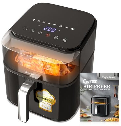 Taylor Swoden Freidora Aire 6.5L 1800W - Doble Calentamiento, Ventana Visual, 8 Programas, Panel Táctil, Interior Metálico, Incluye Libro Físico 14 Recetas (Para 8 Personas)