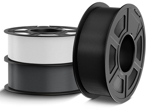 TECBEARS PLA+ Filament 1,75 mm Bundle 3 KG, Verstärkt Zähigkeit PLA Plus 3D Drucker Filament, Maßgenauigkeit +/- 0,02 mm, 3 Spulen, 1kg pro Spule (Schwarz, Weiß, Grau)