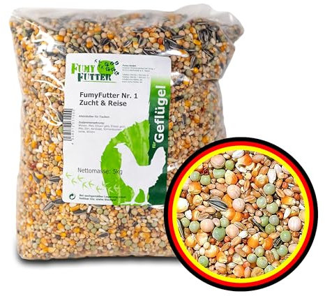 FumyFutter Nr. 1 Zucht- und Reise, Premium Taubenfutter, für alle Taubenrassen geeignet, ideal für Zuchttauben und Brieftauben, proteinreich, 5kg Beutel