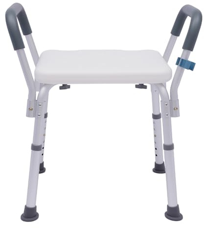 Tabouret de Douche,Chaise Douche avec Accoudoirs Tabouret Douche Réglable en Hauteur -Charge Jusqu'à 150kg,pour Les Personnes Âgées, Les Personnes Handicapées