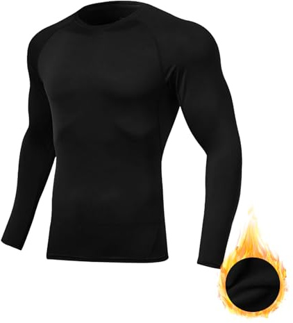 Towintec Camiseta Compresion Hombre Deportes Capa Base Layer Capa Interior de Invierno con Forro Polar Transpirable Secado Rápido T-Shirt Atlético Top térmico Correr Esquí Senderismo Manga Larga