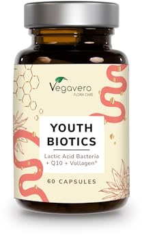 Vegavero Youth Biotics | 5 Billion CFU & Vollagen | with Hyaluronic Acid, Resveratrol & Coenzyme Q10 | 60 Capsules | Gut-Skin Axis & Collagen Support | NO Additives