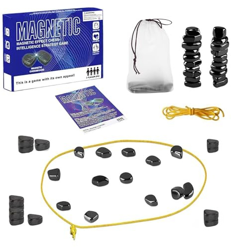 Magnetic Chess game with Stones, Fun Strategy Game for Kids and Adults, Educational Chess and Checkers for Family, Portable and Travel-Friendly, for Christmas and Birthdays