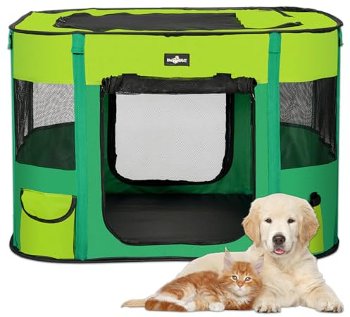 Poskena Foldable Pet Playpen, Green Dog Cage Puppy Pen For Indoor & Outdoor, Dog Tent（80 * 60 * 55cm）, Travel Dog Crate Use for Small Medium Dogs, Puppies