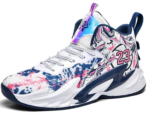 WOWEI Basketskor för män höga fritidsskor sportskor stötdämpning halkfria basketskor män lätta sneakers löparskor promenadskor sneakers, Bask 25, 38 EU