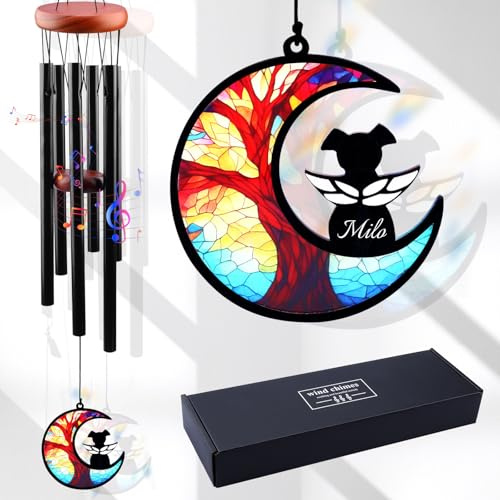 Campane a Vento, 65cm Campanello Musicalei, Commemorativo per Animale Domestico, per Esterni, Giardino e Arredamento Casalingo, Adatto per un Regalo (Luna)
