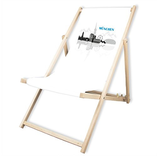MultiBrands® Holz-Liegestuhl, ohne Armlehne, klappbar, Skyline München