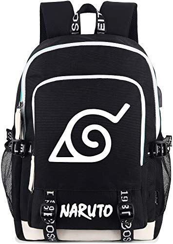 Roffatide Anime Cosplay Rucksack Leuchtend bedruckte College-Schultasche Laptop-Rucksack mit USB-Ladeanschluss und Kopfhöreranschluss