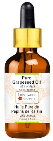 Greenwood Essential naturlig ren druvfröolja (Vitis vinifera) med glasdroppare kallpressad 100 ml (3,38 oz)
