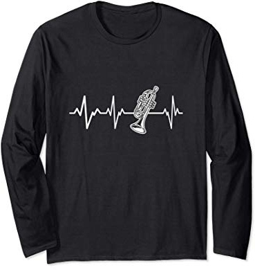 Tromba Battito Cardiaco Regalo Strumento Trombettista Maglia a Manica