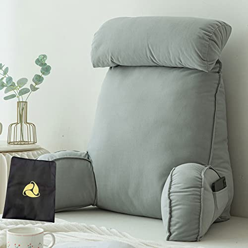 KKAIRA Cuscino da Lettura con braccioli,Cuscino per Letto,Cuscino Schienale Divano,con Cuscino per Il Collo a Rullo Staccabile,per Leggere/Rilassarsi/Guardare La TV 75 * 40 * 58CM(with headrest)