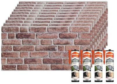 Izodekor - Lot de 10 panneaux muraux 3D en polystyrène - Avec 4 cartouches de colle Akfix 310 incluses pour la fixation - Brun doré