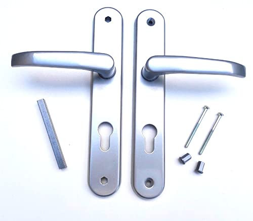 MonJar Langschild Türbeschlag Türdrücker Türgriff Türklinke Drückergarnitur Links Rechts Silber 72mm (PZ-Profilzylinder)