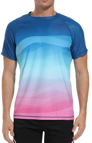 Men's Swim Shirts Rash Guard UPF 50+ Short Sleeve Sun Protection UV Shirt