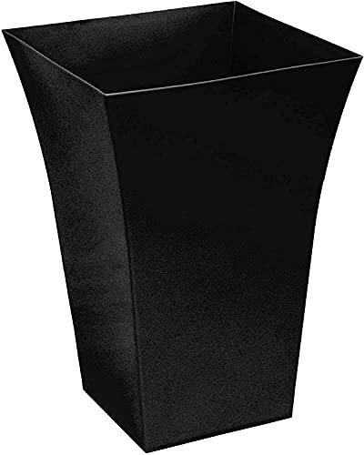 Rammento 44cm Tall Gloss Black Plastic Plant Pot | 38L Flared Flower Pot for Balcony, Garden & Patio | Weather-Resistant Square Garden Flower Pot | Lightweight Planter for Indoor/Outdoor Use