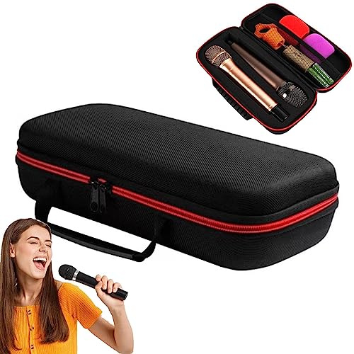 itrimaka Custodia per Microfono Wireless - Custodia Rigida con Schiuma,Microfono Wireless Storage Box Slot Separazione, Doppia Cerniera, Eva Impermeabile per Accessori per Microfono