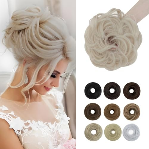 Elailite Chignon Finto per Capelli Chignon Elasitco Capelli Finti [55g PIUMOSO] Posticci Toupet Donna a Ciambella Code Finte per Chignon Disordinato #60 Biondo Platino