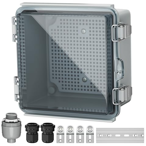 Joinfworld 6x6x4 Outdoor Electrical Box Weatherproof Junction Box Plastic Clear Waterproof Box Enclosure Nema 4 for Electronics Project WiFi Timer Conduit Marine Outside