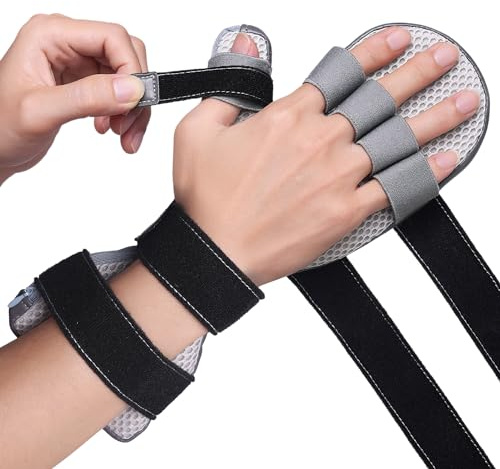 DrFinger Stecca per Mano per Raddrizzare Dita, Tutore per Mano con 5 Dita Supporto, Prevenire Arricciatura Delle Dita, Spastica, Contratture - M