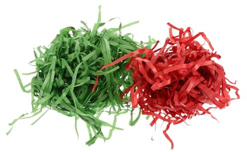 STOBOK Geschreddertes Papier Füllmaterial Geschenkbox Füllung 2 Packungen Rot Weihnachtsgrün 200g Papierschnitzel für Geschenkkorb Korbfüller Geschenkverpackung Partyboxen Ostereierkorb