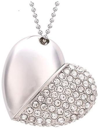 FeliSun 64GB Chiavetta USB Cuore di Cristallo USB3.0 Flash Drive Memoria Flash Pendrive USB Stick Pennetta USB Archiviazione Dati Esterna per PC, Laptop, TV (Cuore argento-64GB)