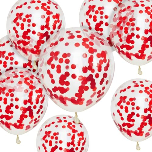 Red Confetti Balloons 50 PCS 12 inch Red Party Balloons pack Strong Thicken latex Red Balloon for Valentine's Day Christmas Day Birthday Weddings Baby Shower Events Decorations