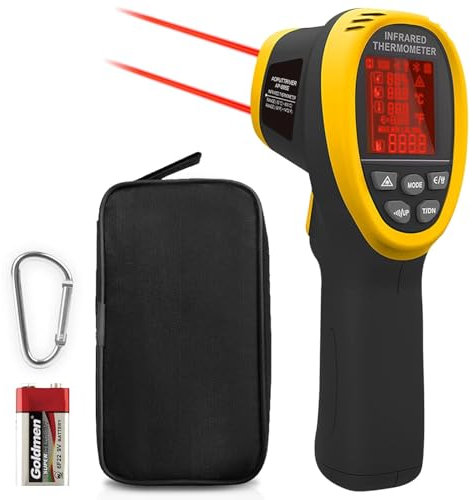 AP-985E Thermomètre infrarouge laser -58 ℉ ~ 1472 ℉, D : S = 16:1, thermomètre sans contact avec humidité, température ambiante et point de rosée, alarme de température