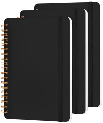 Utron 3 PCS Small Spiral Notebook 5x7, Notebooks for Note Taking, Black Spiral Journal Notebook, Work Notebook Small Notebooks 5x7 with Strap, Cute Notebooks for Women 70 Sheets/Note Books