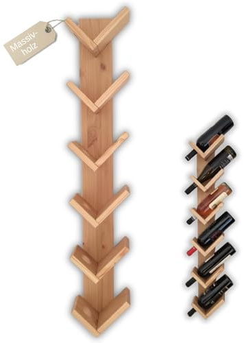 VieDéco Weinregal Wand für 6 Flaschen aus Holz, Wein Wandregal, Weinregal Wandmontage, Weinhalter, Wine Rack, Weinständer, Flaschenregal Wand