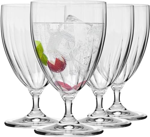 Krosno Prima Lumi Short Stem Water Glasses | Set of 4 | 4 x 440ml | Crystalline Glass | Perfect for Home, Restaurants and Parties | Lead-Free Glass | Scratch Resistant | Dishwasher Safe