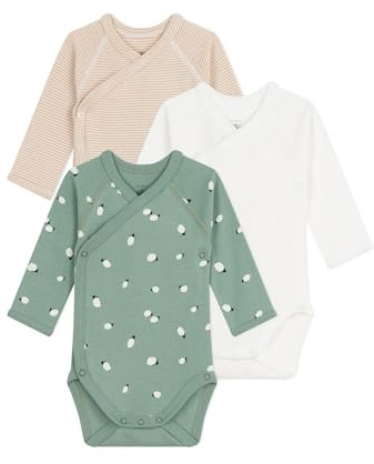 Petit Bateau Lot de Bodies Croisés Manches Longues En Coton Imprimé Bébé A0dzp00 Ropa interior DÍA Unisex bebé (Pack de 3)