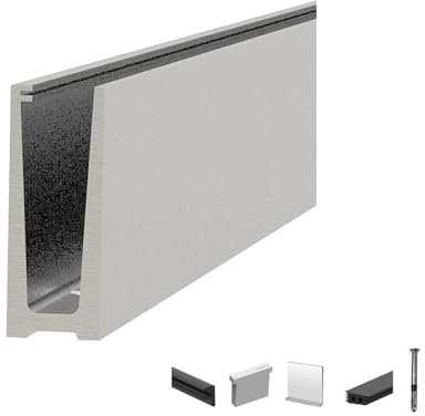 Kit de construction 1 de garde-corps en verre | argent anodisé | pour épaisseur de verre 21,52 mm | L : 2500 mm