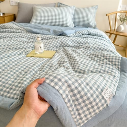Odot 2,5 TOG Edredon Lavable Sin Funda, Edredón Fresco Verano Cama - Ligera Respirable Acolchado Manta de Enfriamiento para Días Calurosos (80x100cm,Cuadros 6)