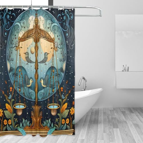 OWFKAY Scala 2 Tenda da doccia impermeabile lavabile con ganci per vasche da bagno decorazioni 180 × 180 cm