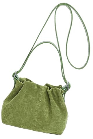 Qcbuegof Bolso de ante sintético para mujer, correa ajustable, asa de transporte superior, bolso de mano de ocio, trabajo, viajes, oficina, bolso de hombro de gamuza, verde