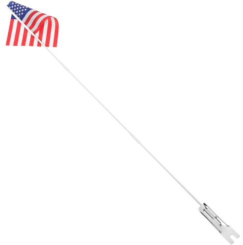 SHINYPASING Bandera para Bicicleta Infantil Naranja Asta de Fibra de Vidrio Sólida 38 Cm X 3 Secciones y Bandera Americana 20 X 28 Cm, Decoración Portátil para Seguridad Ciclista al Aire