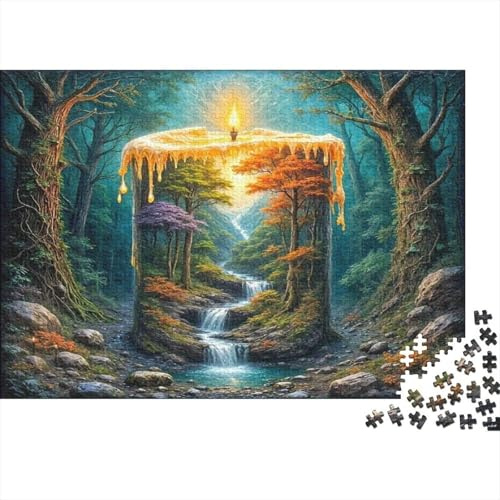 Skog av ljus pussel 1 000 bitar papper för vuxna bäck pusselspel 1 000 bitar avkoppling dekoration present 52 x 38 cm/1 000 st