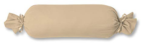 ESTELLA Kissenbezug für Nackenrolle Feinjersey | Karamel | 15x40 cm | ideale Passform und Schleifenverschluss | trocknerfeste und bügelfreie Kissenhülle aus 100% Baumwolle